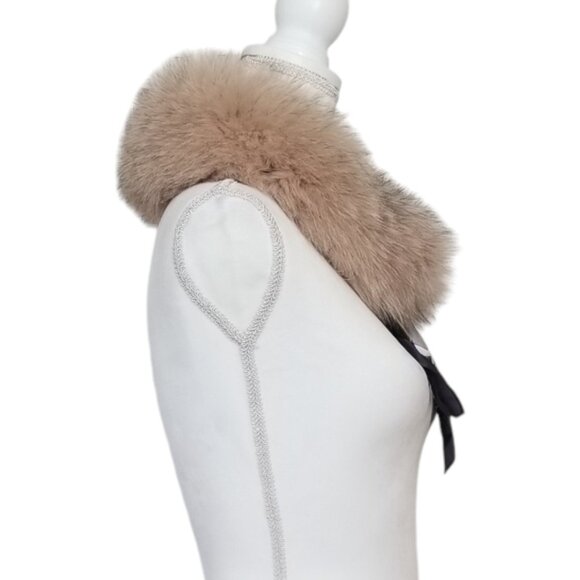Pink Beige Fox Fur Collar With Scarf - Picture 2 of 6